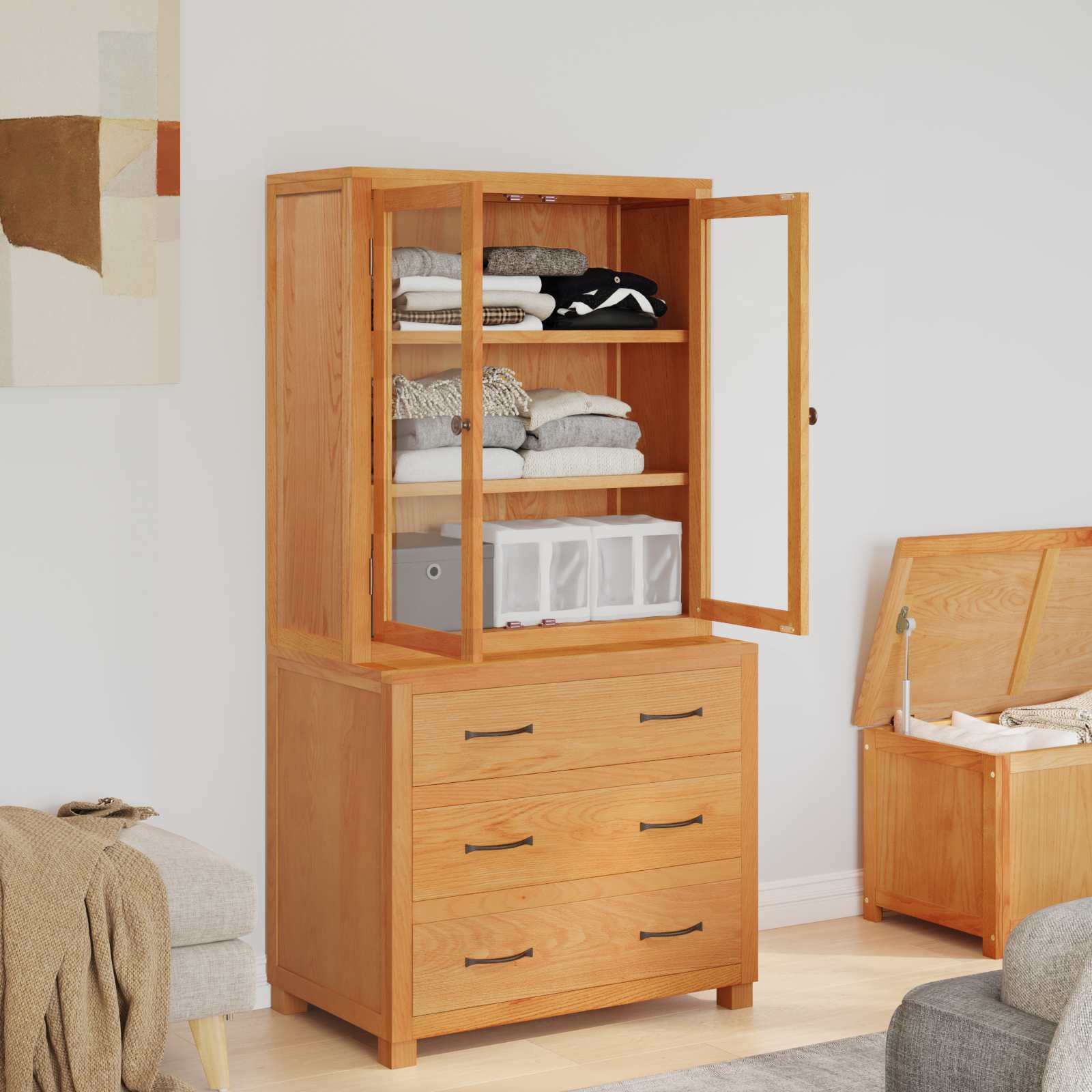 Set de Mobilier pentru Depozitare cu sertar Maro Lemn compozit — imaginea 4