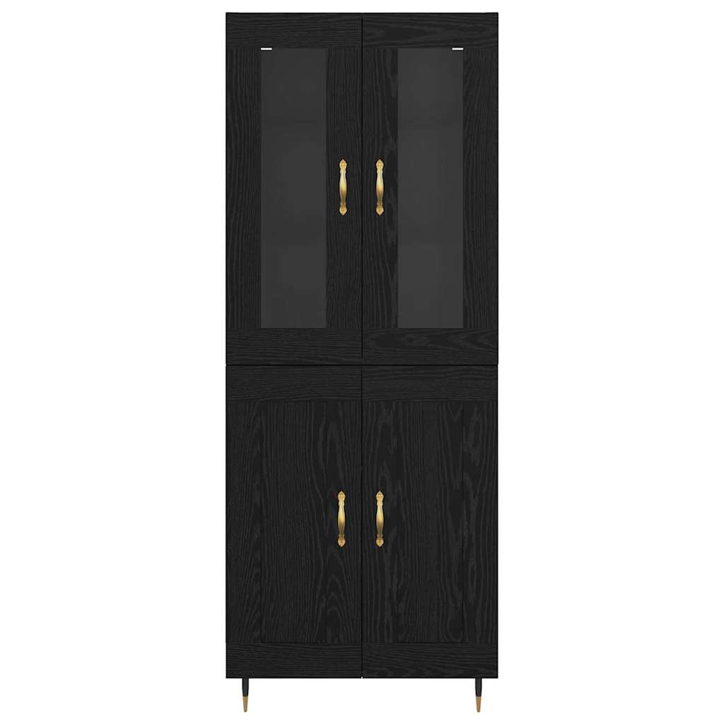 Bufet 2 pcs Stejar Negru 69,5 x 34 x 180 cm Lemn compozit — imaginea 9