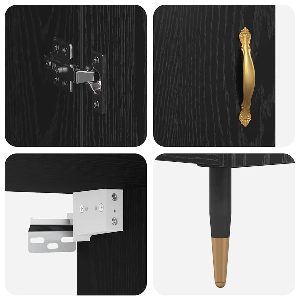 Bufet 2 pcs Stejar Negru 69,5 x 34 x 180 cm Lemn compozit — imaginea 12