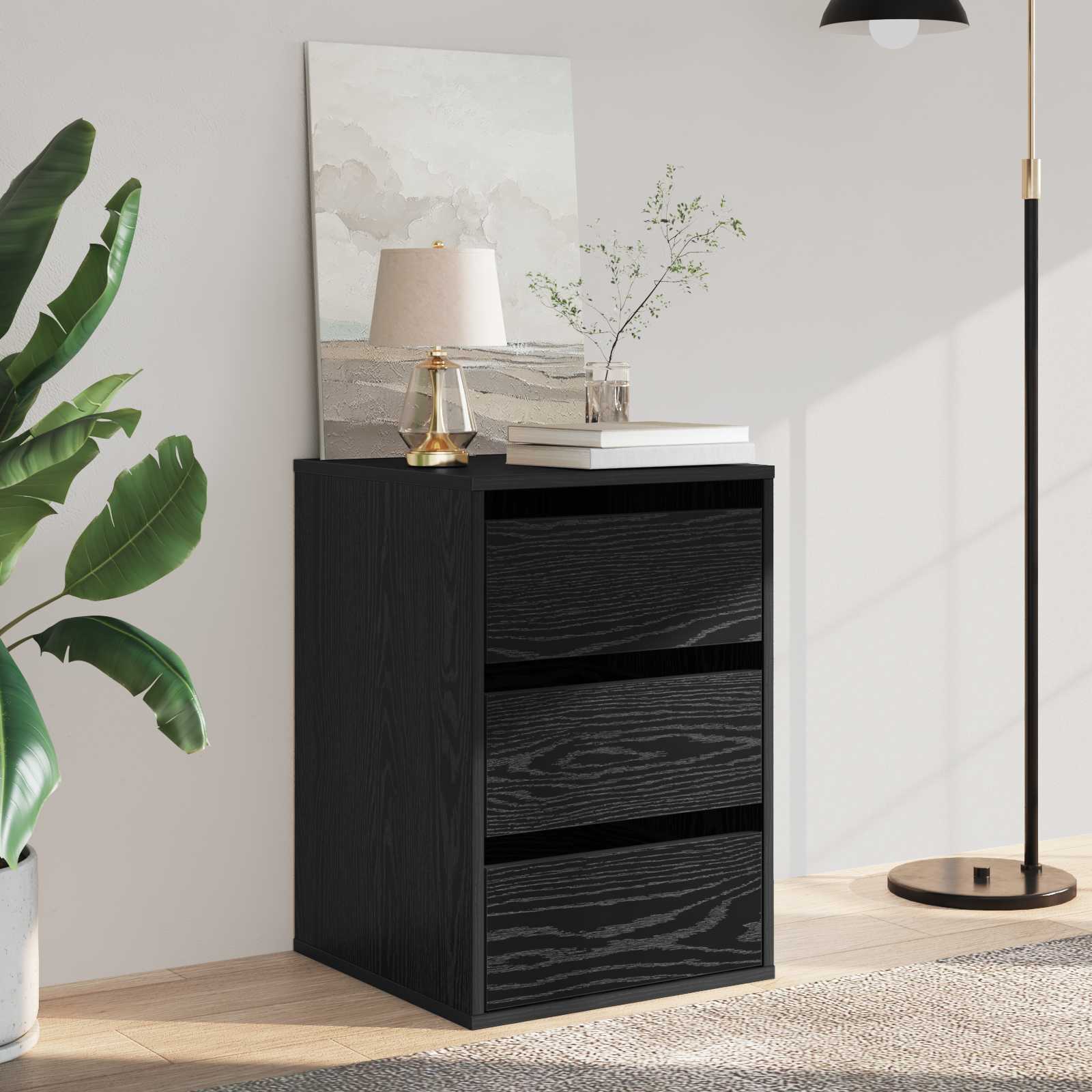 Dulap cu sertare Stejar Negru 41 x 40 x 58 cm Lemn compozit — imaginea 2