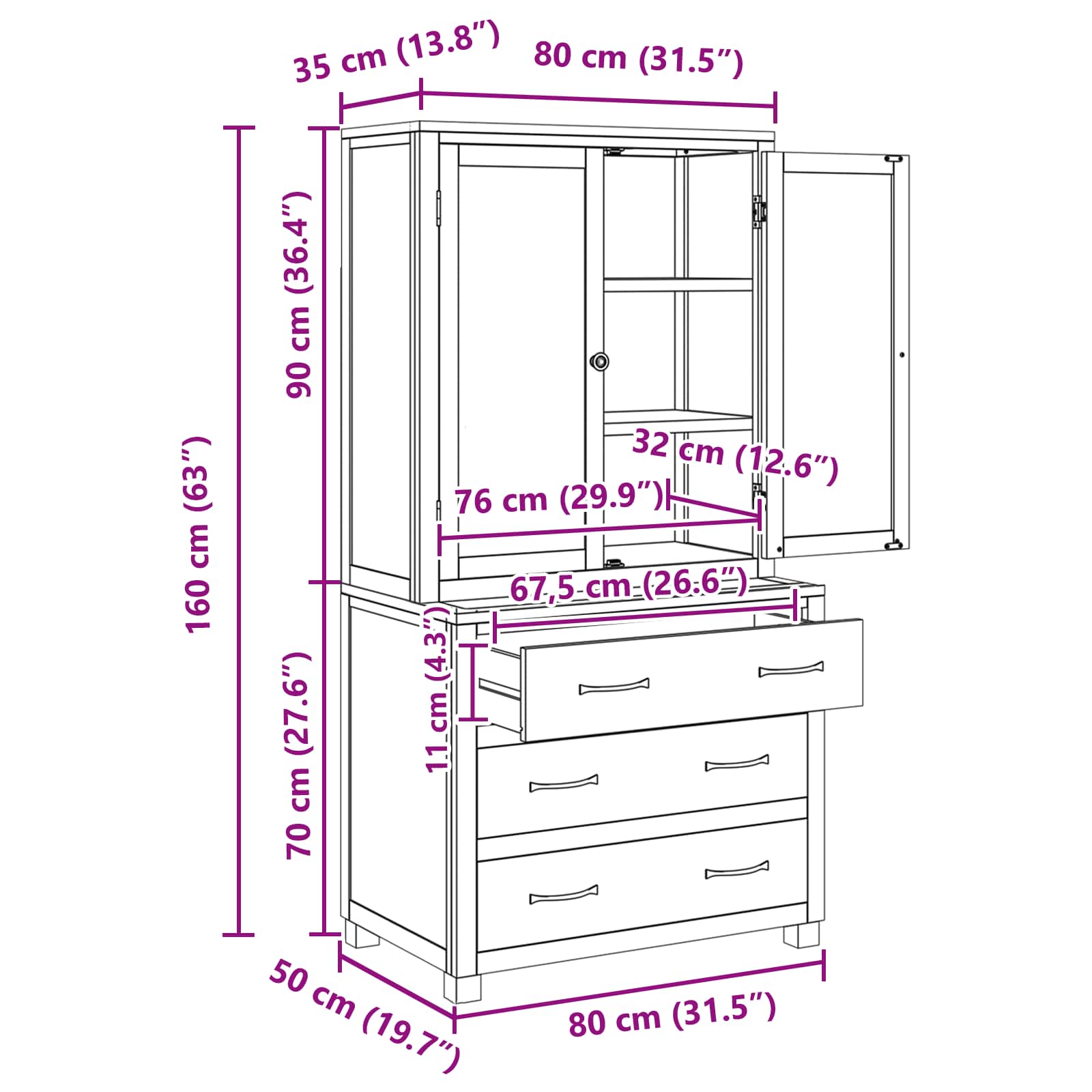 Set de Mobilier pentru Depozitare cu sertar Maro Lemn compozit — imaginea 11