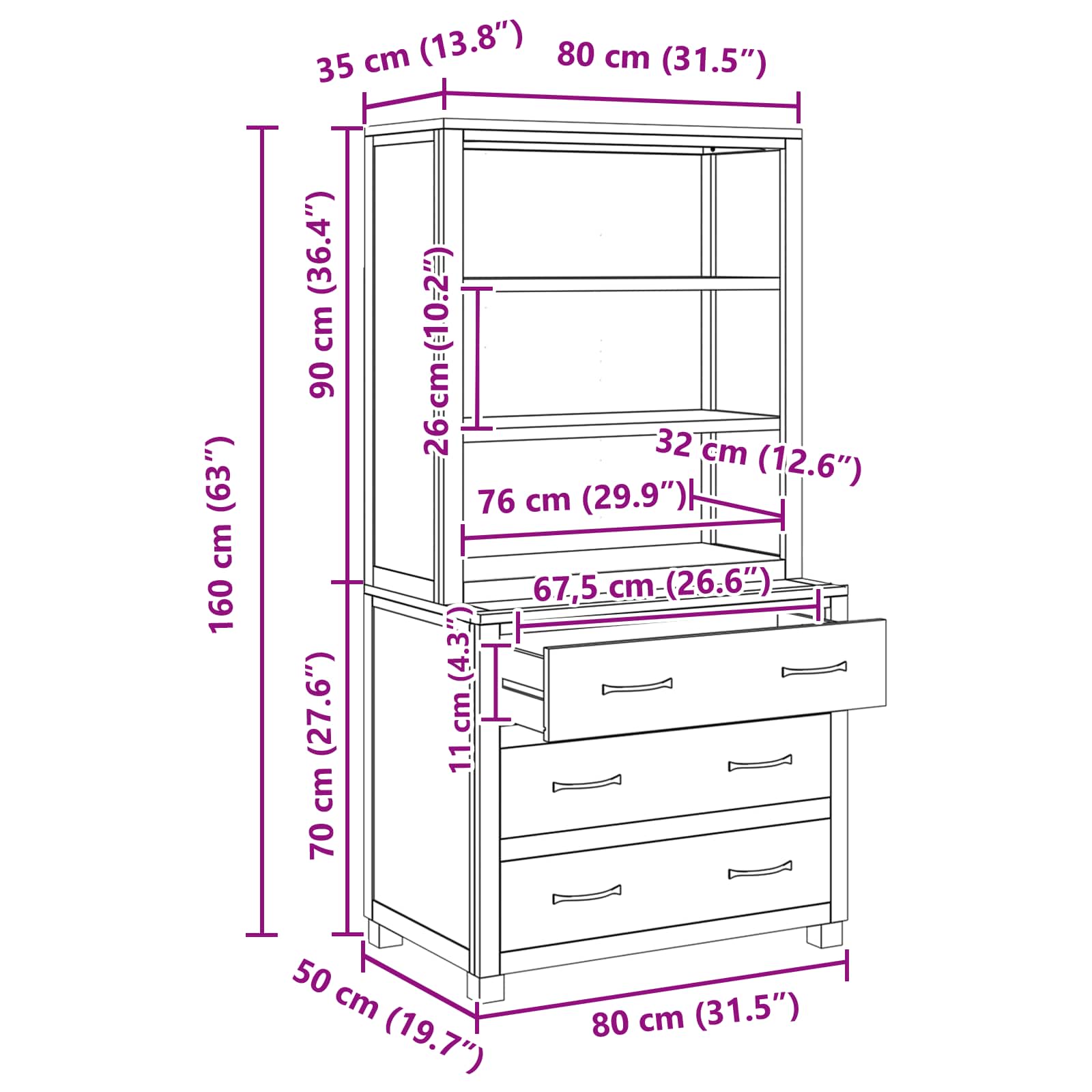 Set de Mobilier pentru Depozitare cu sertar Maro Lemn compozit — imaginea 11