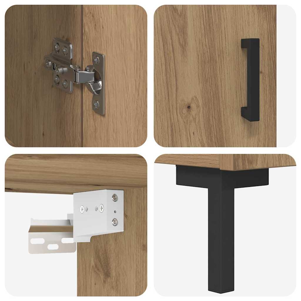 Bufet 2 pcs Stejar Artizanal 69,5 x 34 x 180 cm Lemn compozit — imaginea 12