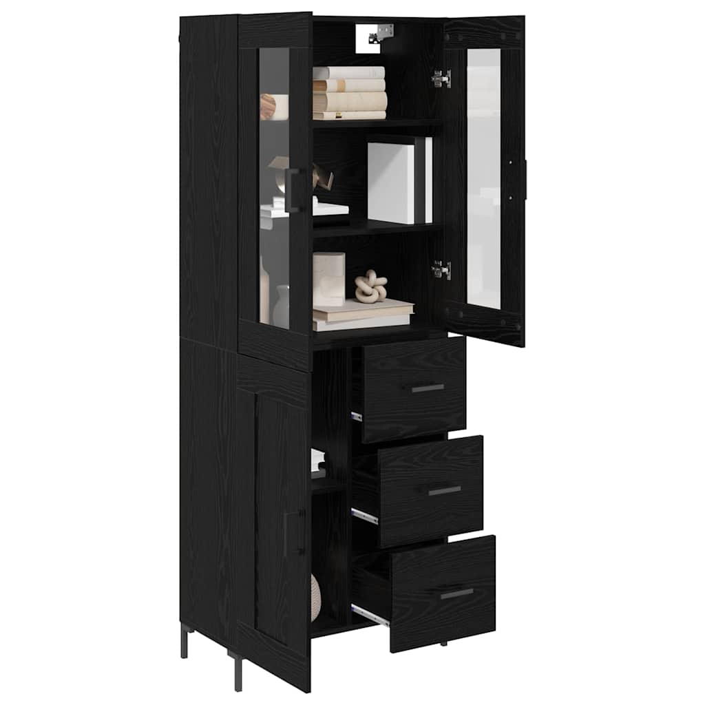Bufet 2 pcs Stejar Negru 69,5 x 34 x 180 cm Lemn compozit — imaginea 4