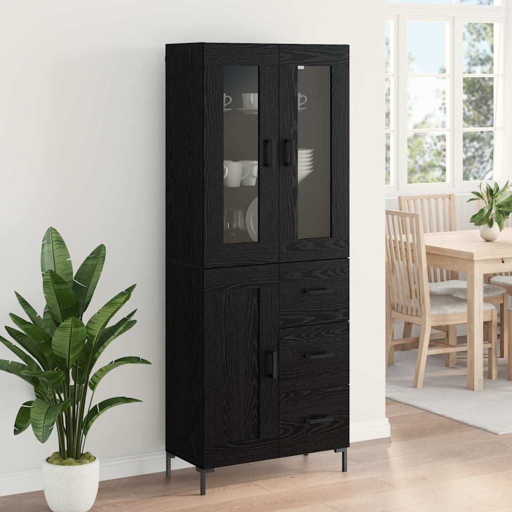 Bufet 2 pcs Stejar Negru 69,5 x 34 x 180 cm Lemn compozit — imaginea 5