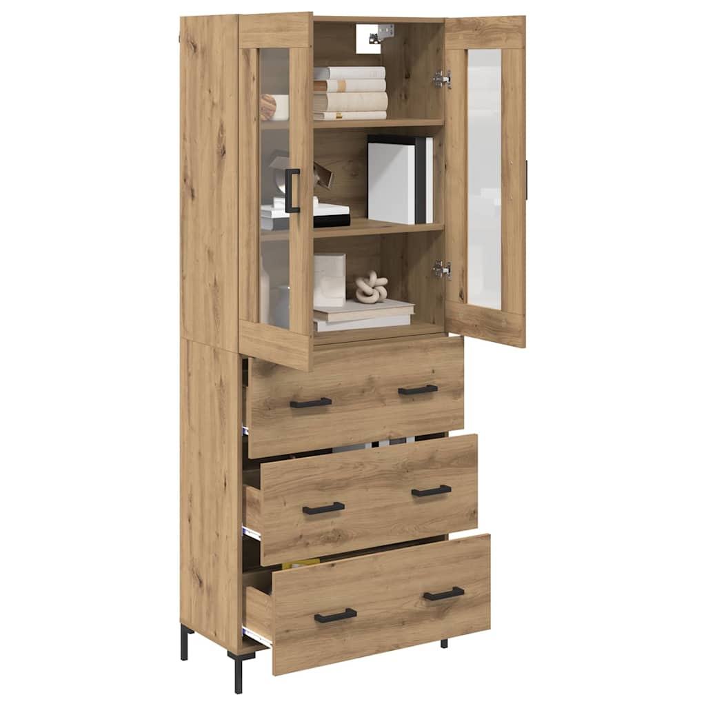 Bufet 2 pcs Stejar Artizanal 69,5 x 34 x 180 cm Lemn compozit — imaginea 4