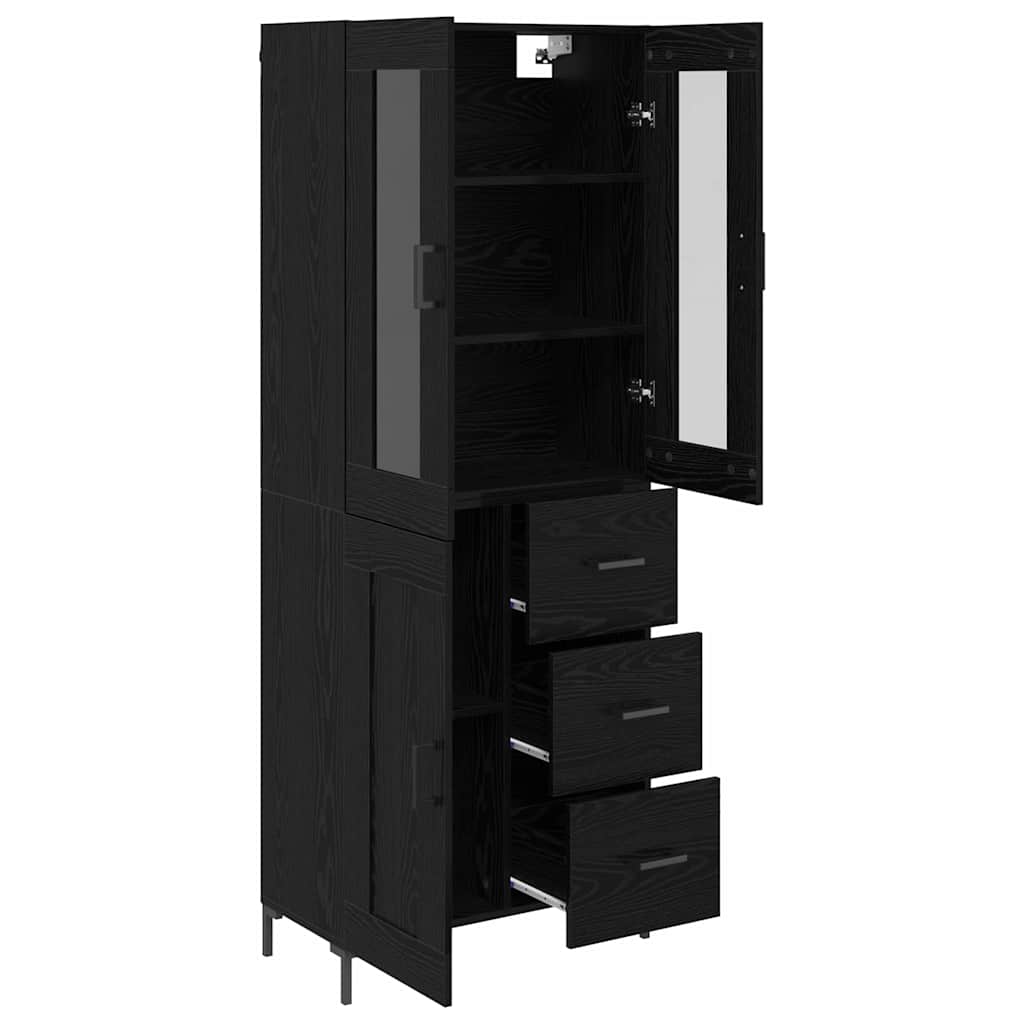Bufet 2 pcs Stejar Negru 69,5 x 34 x 180 cm Lemn compozit — imaginea 6