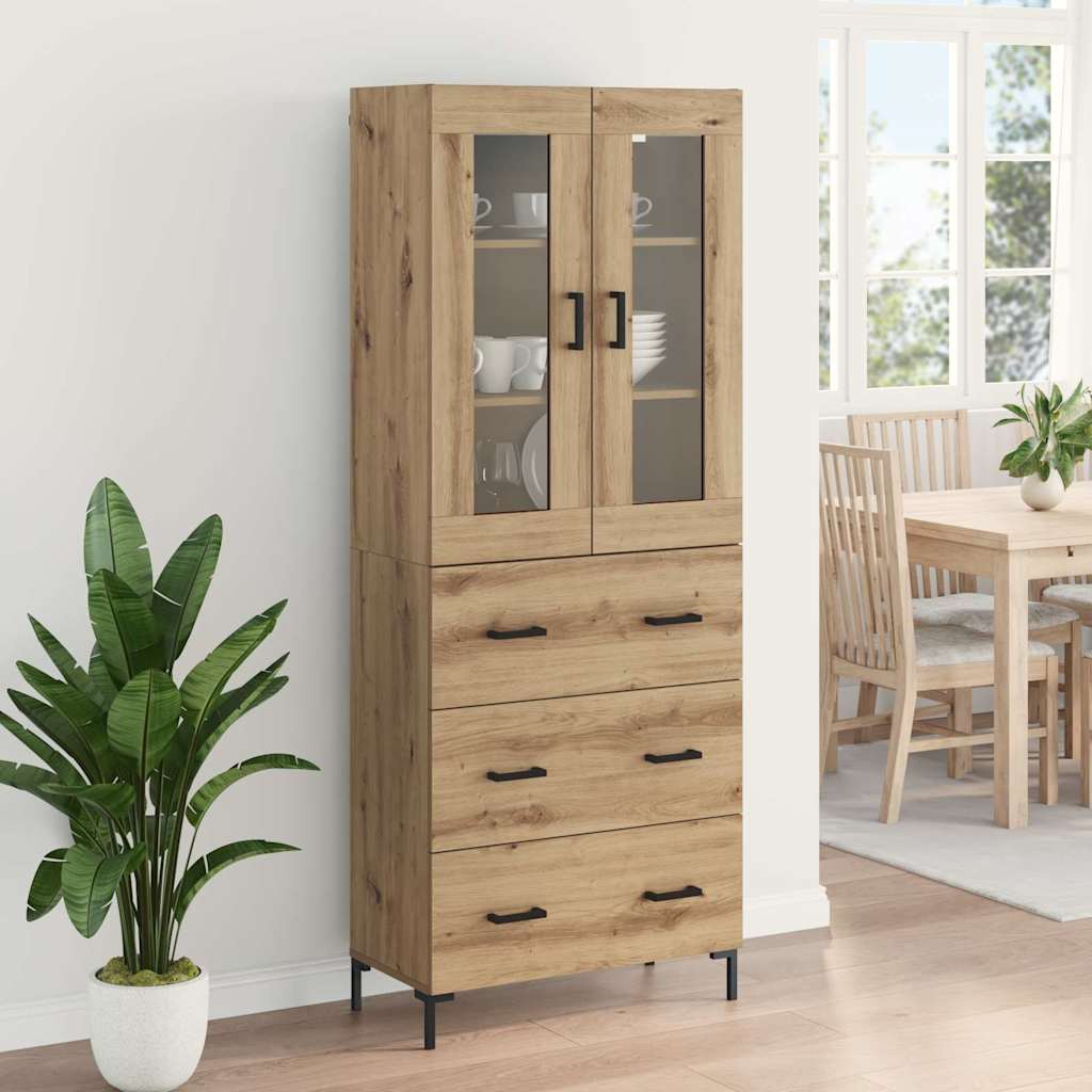 Bufet 2 pcs Stejar Artizanal 69,5 x 34 x 180 cm Lemn compozit — imaginea 5