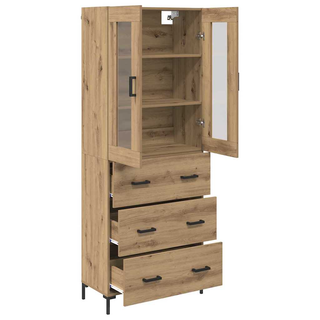 Bufet 2 pcs Stejar Artizanal 69,5 x 34 x 180 cm Lemn compozit — imaginea 6