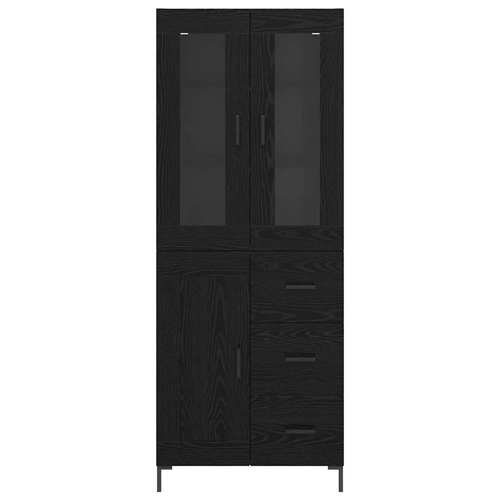 Bufet 2 pcs Stejar Negru 69,5 x 34 x 180 cm Lemn compozit — imaginea 9
