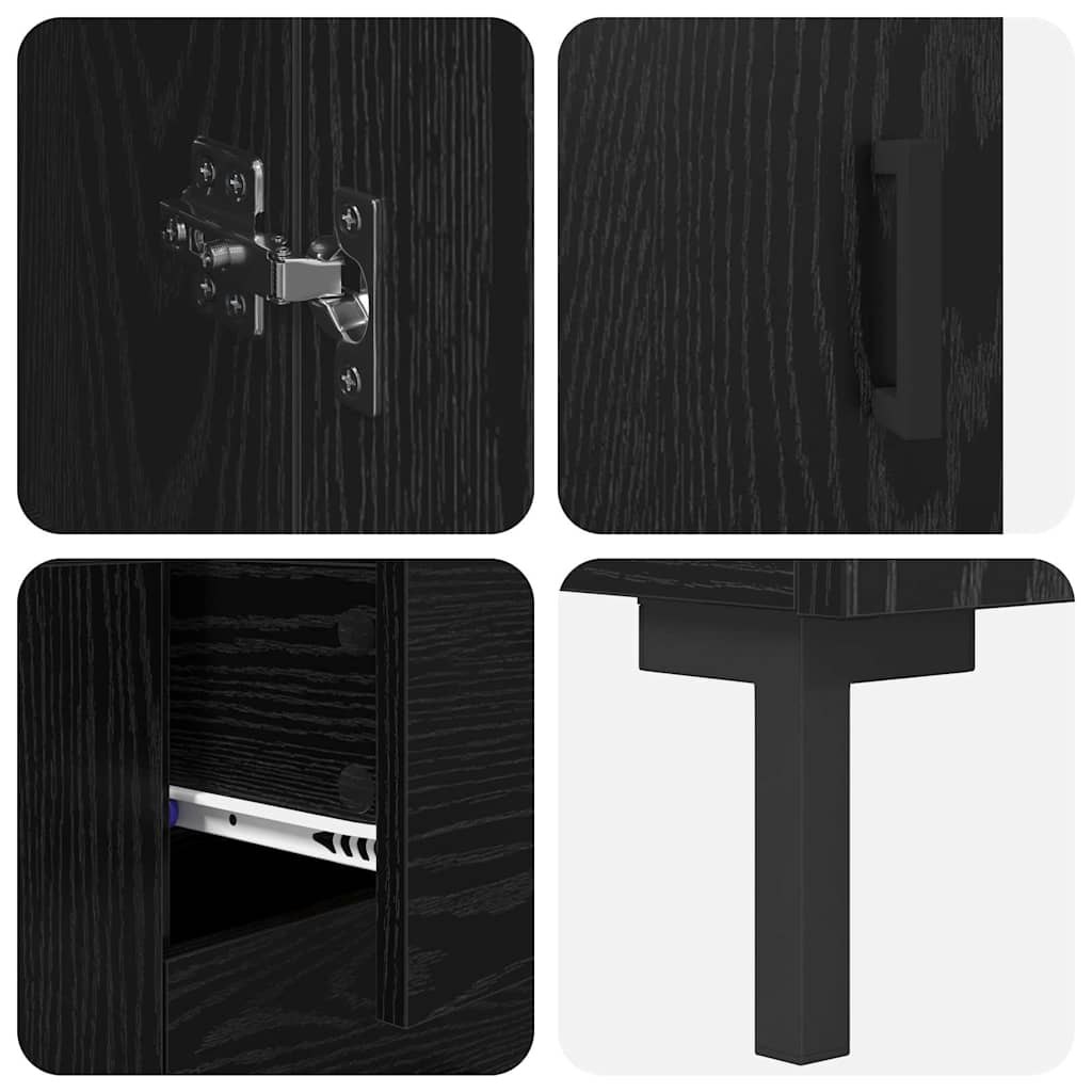 Bufet 2 pcs Stejar Negru 69,5 x 34 x 180 cm Lemn compozit — imaginea 11