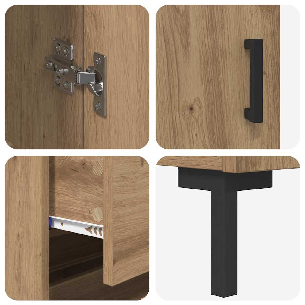 Bufet 2 pcs Stejar Artizanal 69,5 x 34 x 180 cm Lemn compozit — imaginea 12