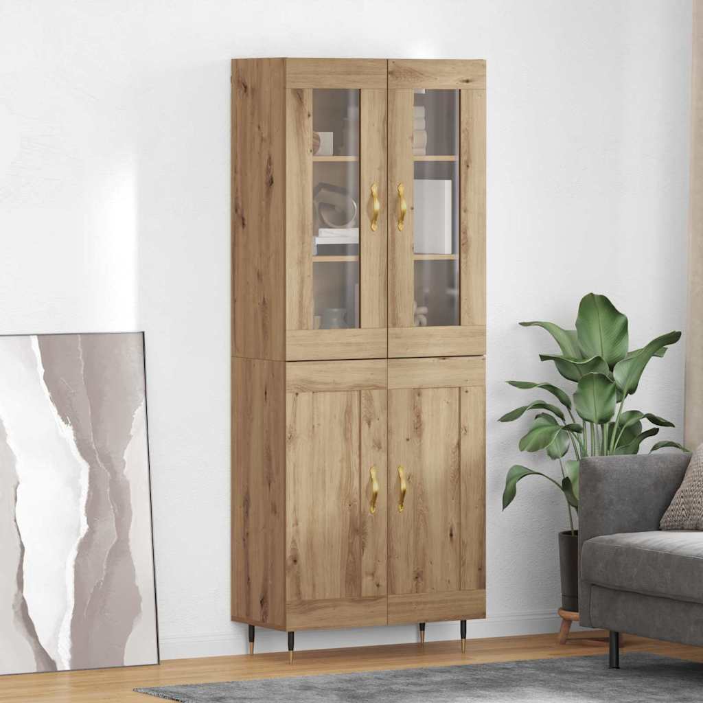 Bufet 2 pcs Stejar Artizanal 69,5 x 34 x 180 cm Lemn compozit — imaginea 2