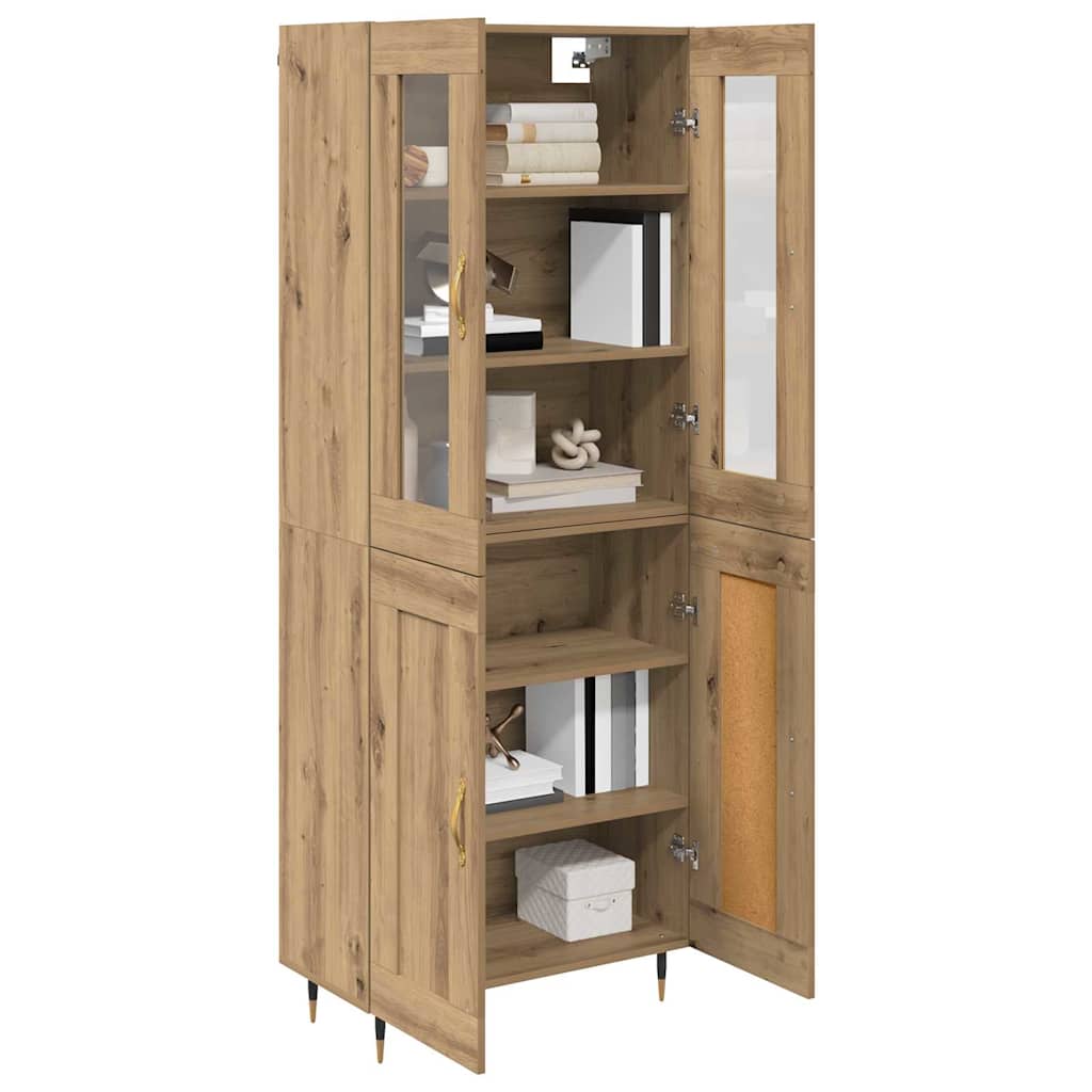 Bufet 2 pcs Stejar Artizanal 69,5 x 34 x 180 cm Lemn compozit — imaginea 4