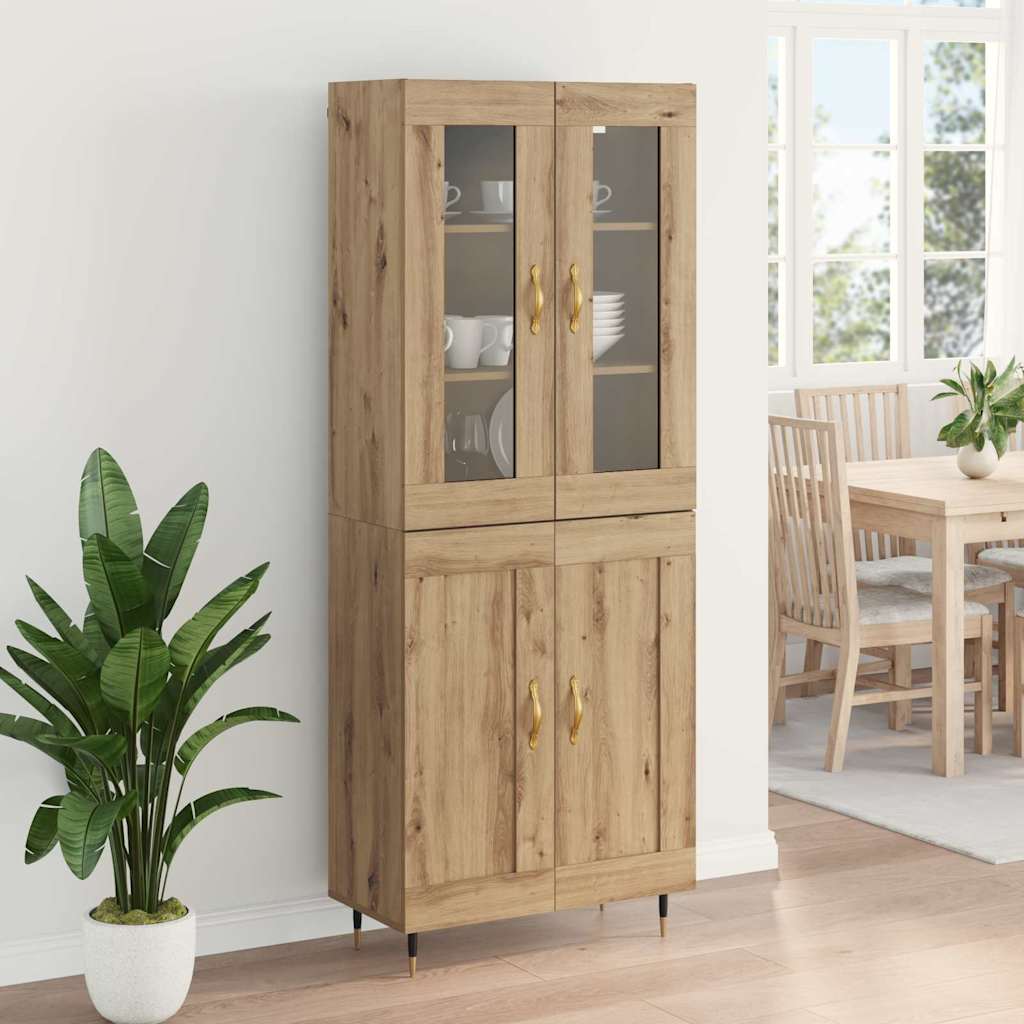 Bufet 2 pcs Stejar Artizanal 69,5 x 34 x 180 cm Lemn compozit — imaginea 5