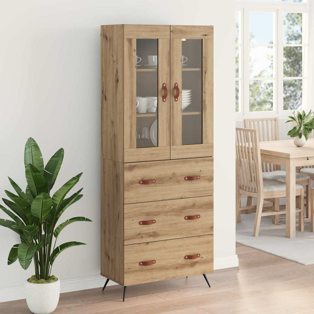 Cabinet Highboard 2 pcs Stejar Artizanal Lemn compozit — imaginea 5
