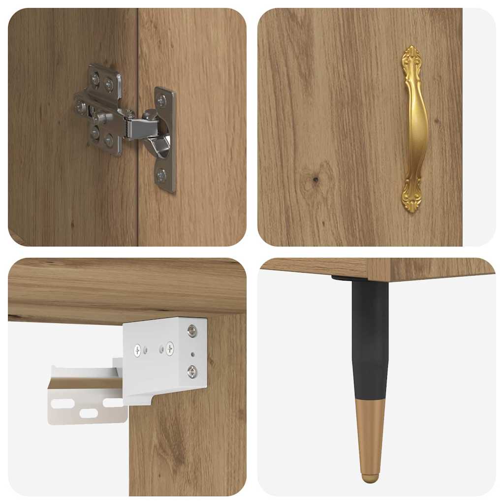 Bufet 2 pcs Stejar Artizanal 69,5 x 34 x 180 cm Lemn compozit — imaginea 12