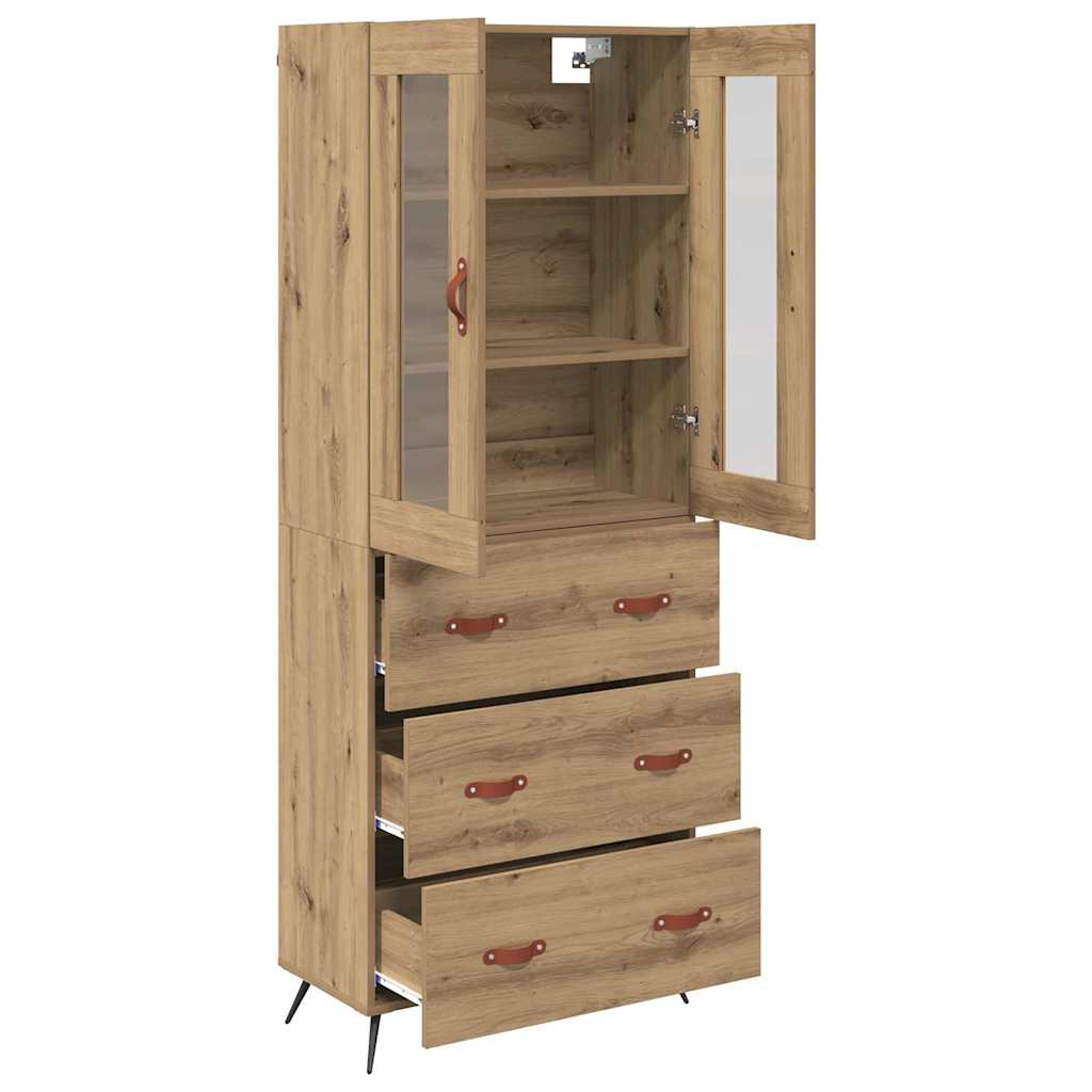 Cabinet Highboard 2 pcs Stejar Artizanal Lemn compozit — imaginea 6