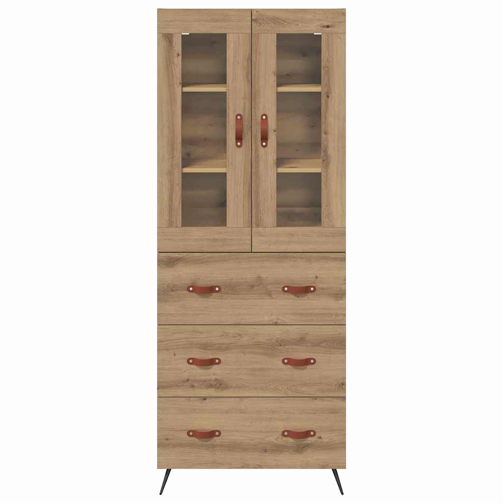 Cabinet Highboard 2 pcs Stejar Artizanal Lemn compozit — imaginea 9