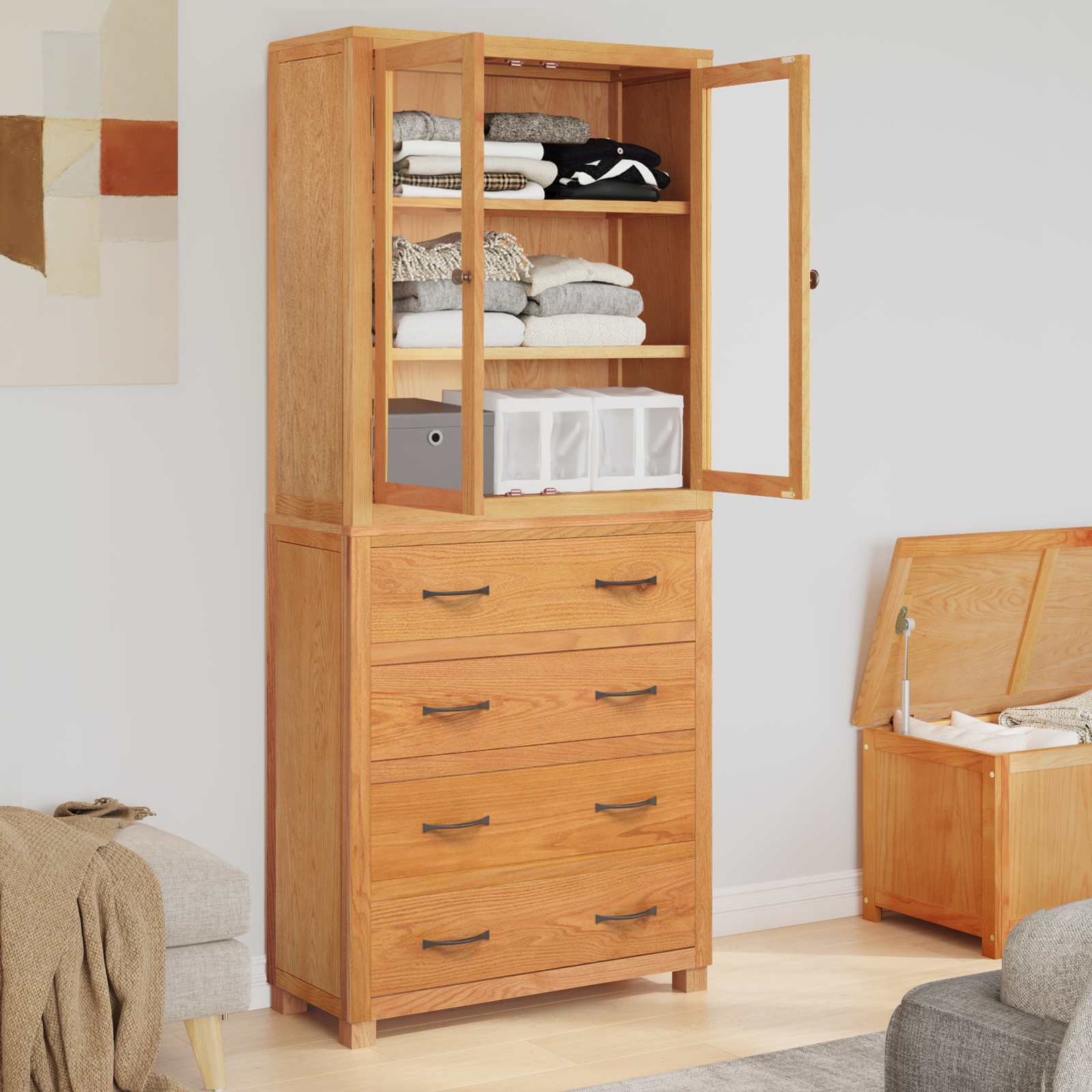 Set de Mobilier pentru Depozitare cu sertar Maro Lemn compozit — imaginea 4