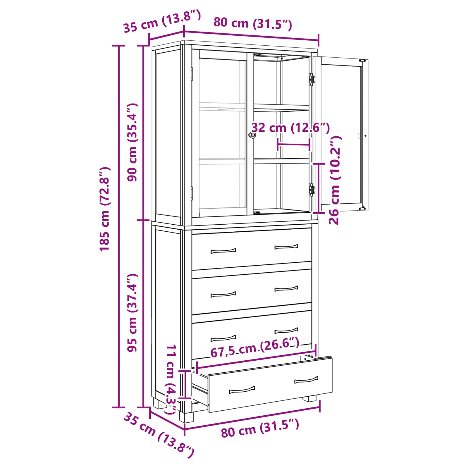 Set de Mobilier pentru Depozitare cu sertar Maro Lemn compozit — imaginea 11