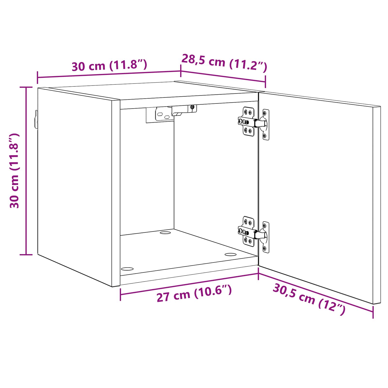 Cabinet TV Stejar Artizanal 30,5 x 30 x 30 cm Lemn compozit — imaginea 12