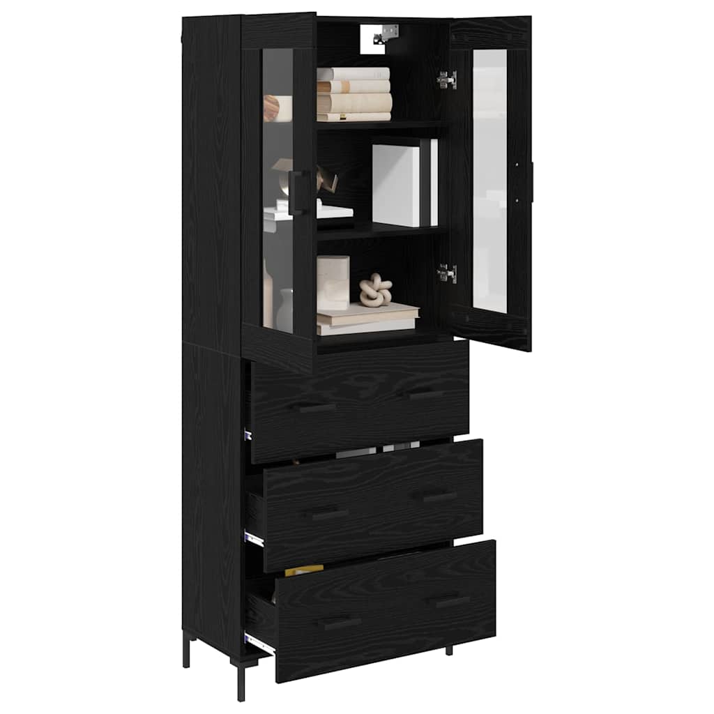 Bufet 2 pcs Stejar Negru 69,5 x 34 x 180 cm Lemn compozit — imaginea 4