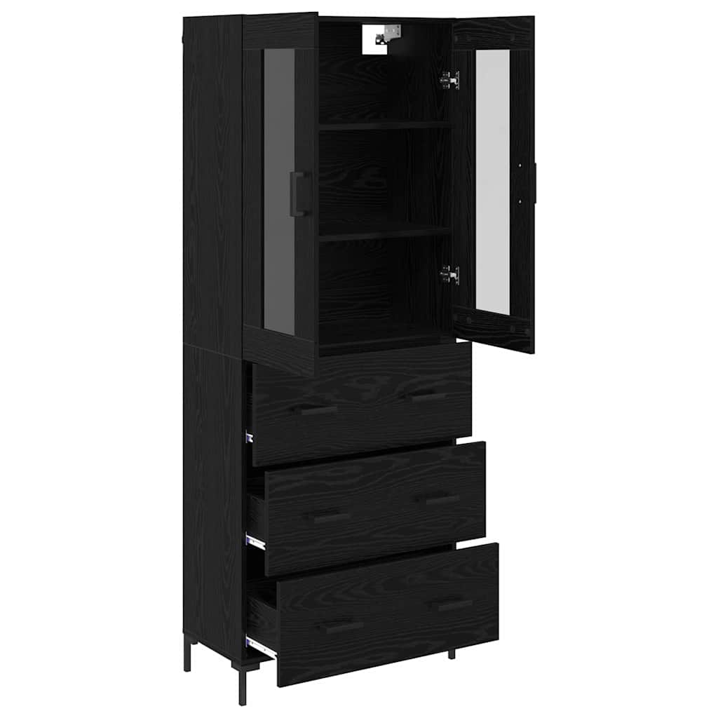 Bufet 2 pcs Stejar Negru 69,5 x 34 x 180 cm Lemn compozit — imaginea 6