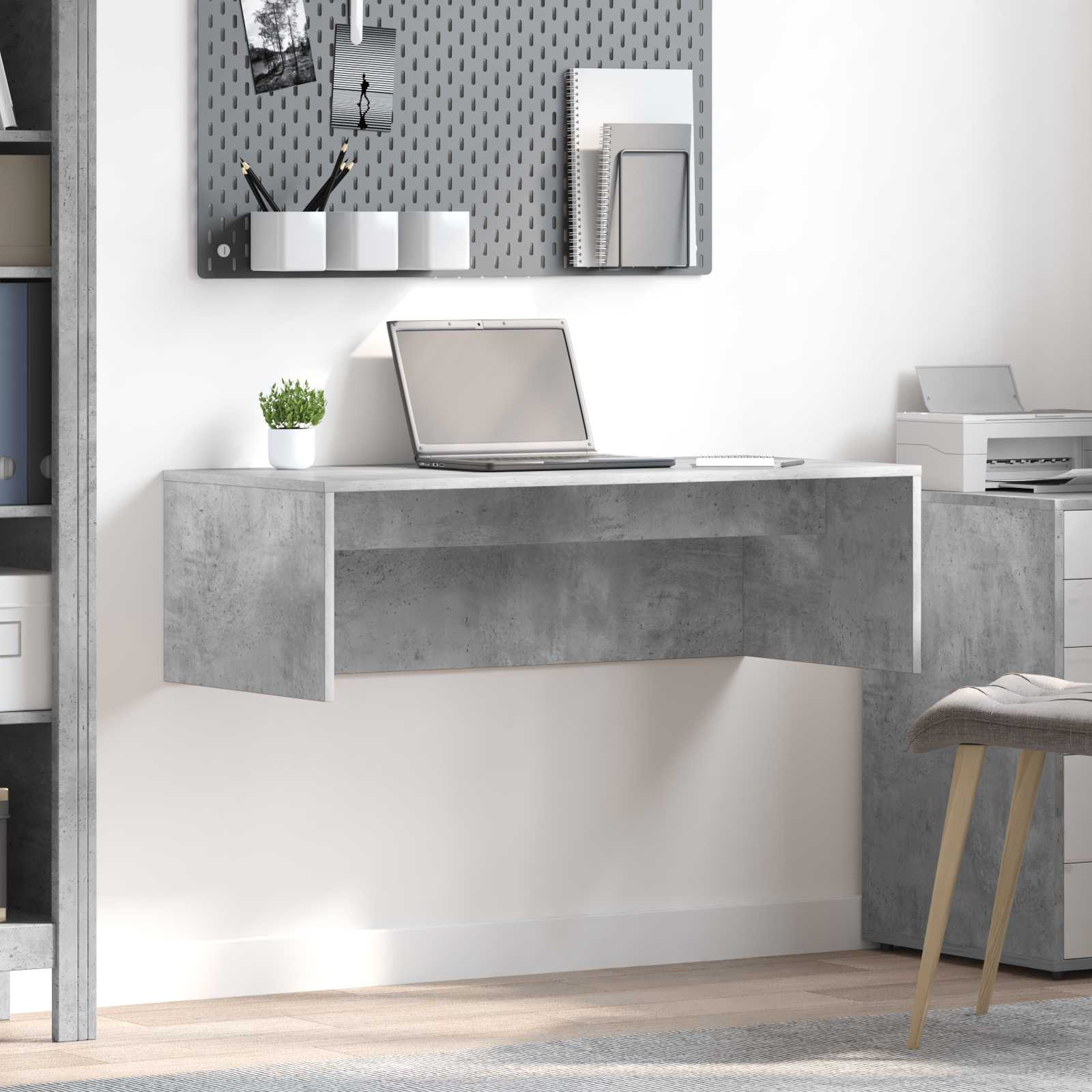 Birou montat pe perete Pe perete Gri din beton 100 x 45 x 30 cm — imaginea 2