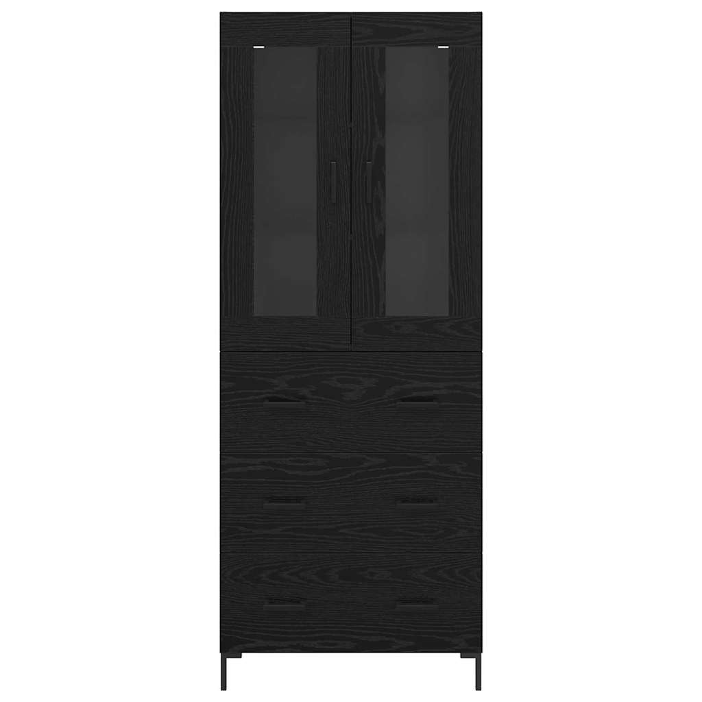 Bufet 2 pcs Stejar Negru 69,5 x 34 x 180 cm Lemn compozit — imaginea 9