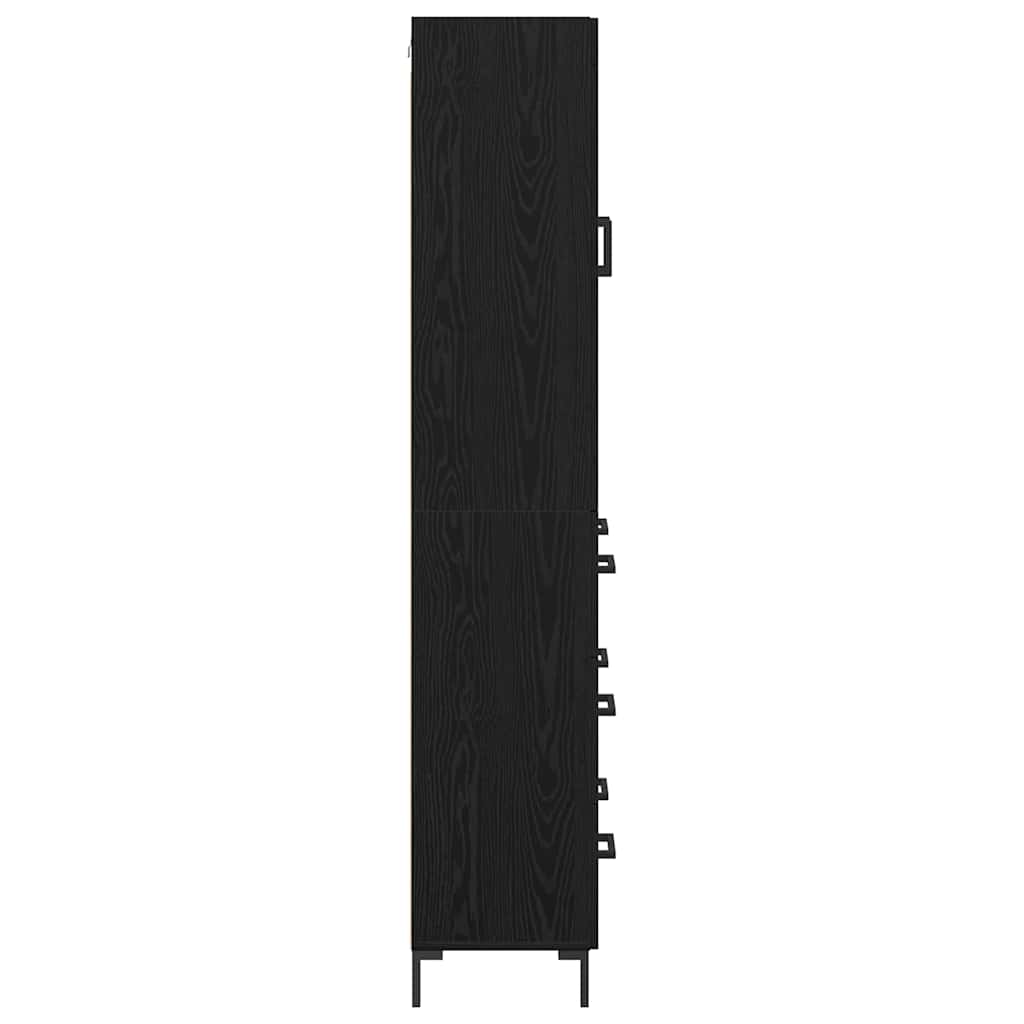 Bufet 2 pcs Stejar Negru 69,5 x 34 x 180 cm Lemn compozit — imaginea 10