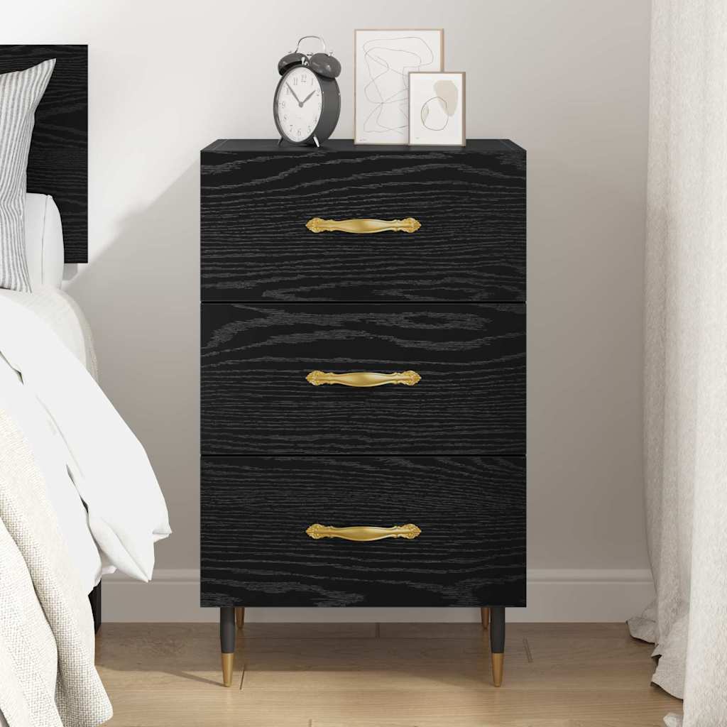 Noptiera Stejar Negru 40 x 40 x 66 cm Lemn compozit — imaginea 5