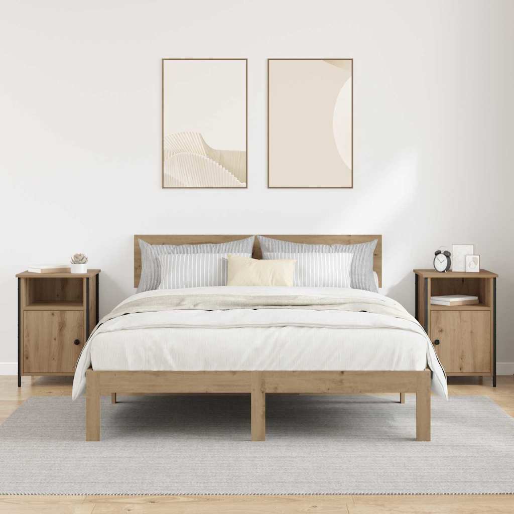 Noptiera 2 pcs Stejar Artizanal 40 x 42 x 60 cm — imaginea 5