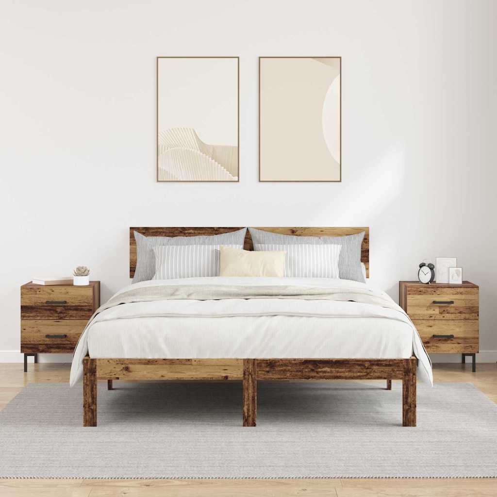 Noptiera cu sertar 2 pcs Lemn vechi 40 x 35 x 47,5 cm — imaginea 5