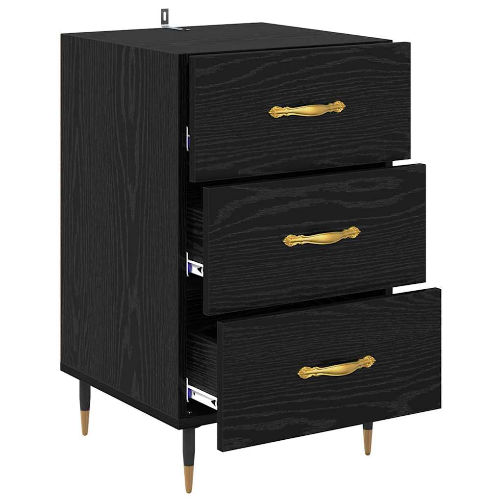 Noptiera Stejar Negru 40 x 40 x 66 cm Lemn compozit — imaginea 6