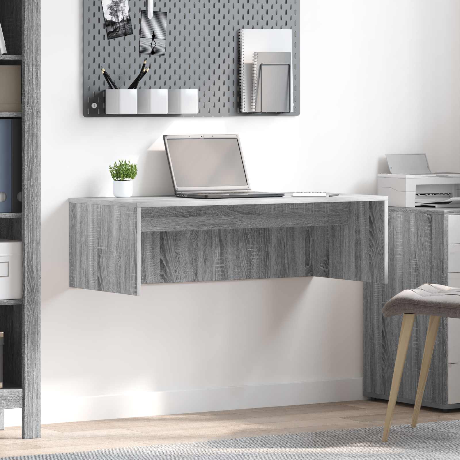 Birou montat pe perete Pe perete Gri Sonoma 100 x 45 x 30 cm — imaginea 2
