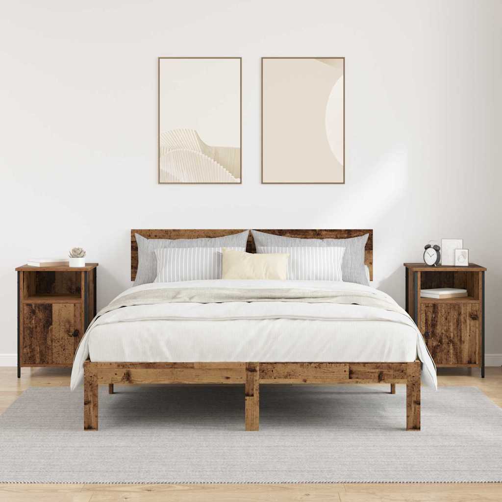 Noptiera 2 pcs Lemn vechi 40 x 42 x 60 cm Lemn compozit — imaginea 5