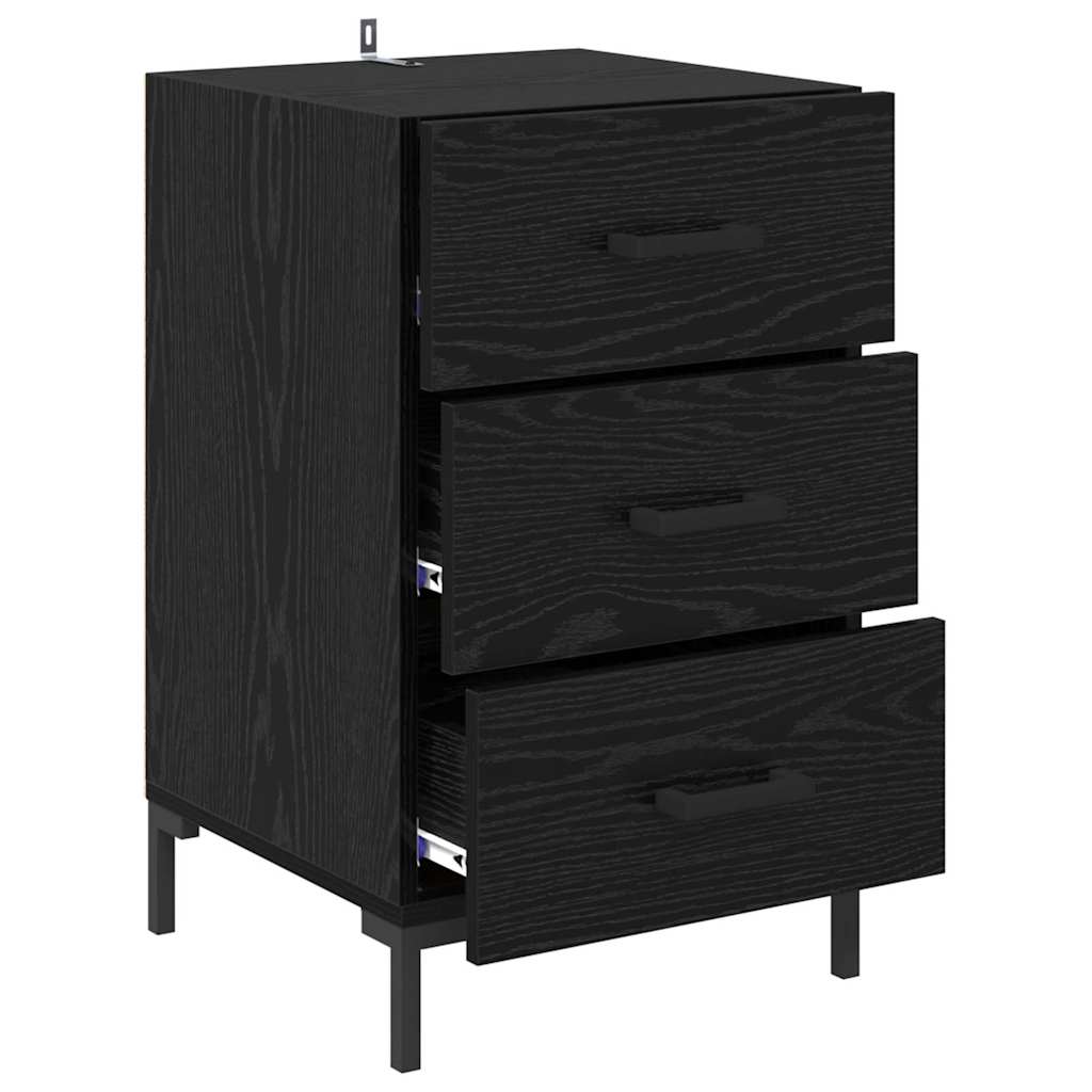 Noptiera Stejar Negru 40 x 40 x 66 cm Lemn compozit — imaginea 6