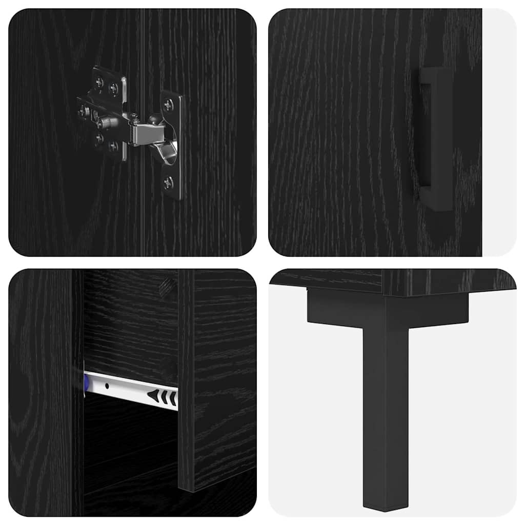 Bufet 2 pcs Stejar Negru 69,5 x 34 x 180 cm Lemn compozit — imaginea 12