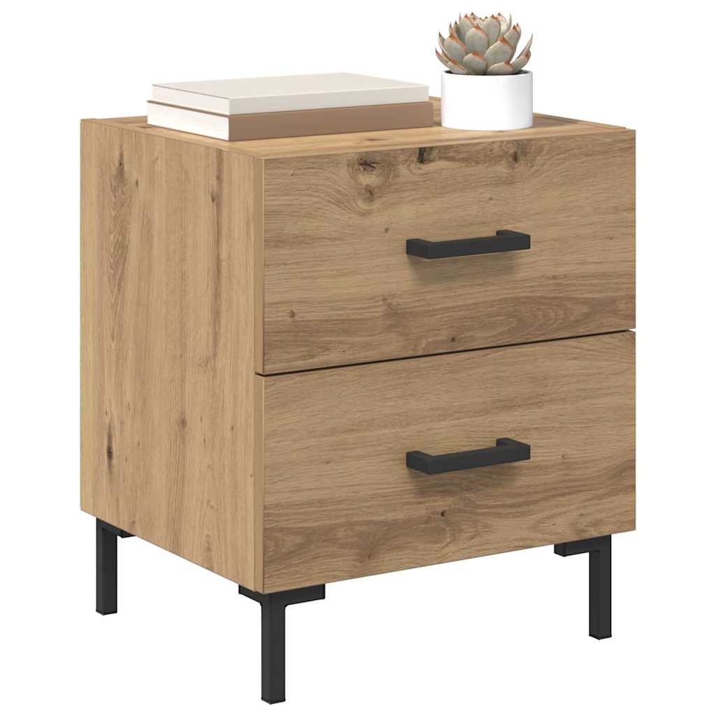 Noptiera 2 pcs Stejar Artizanal 40 x 35 x 47,5 cm — imaginea 4