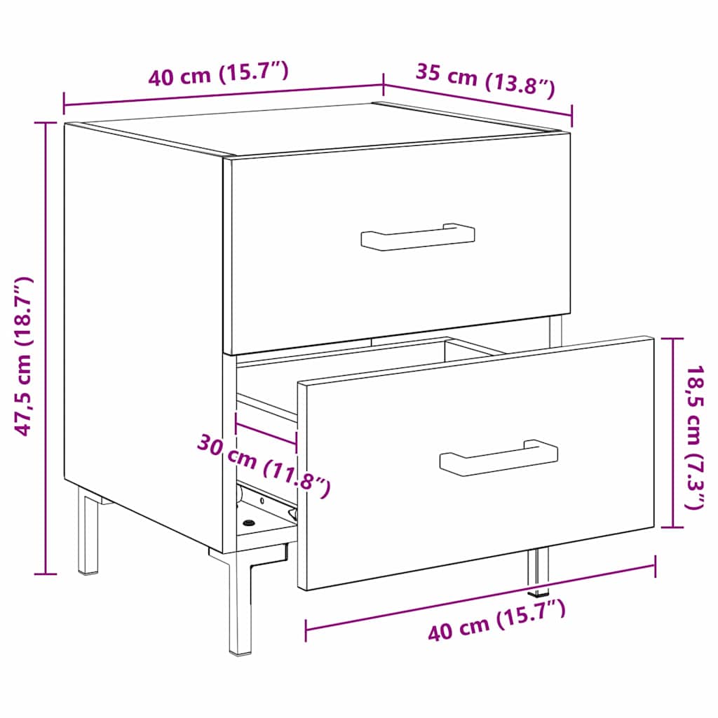 Noptiera Lemn vechi 40 x 35 x 47,5 cm Lemn compozit — imaginea 12