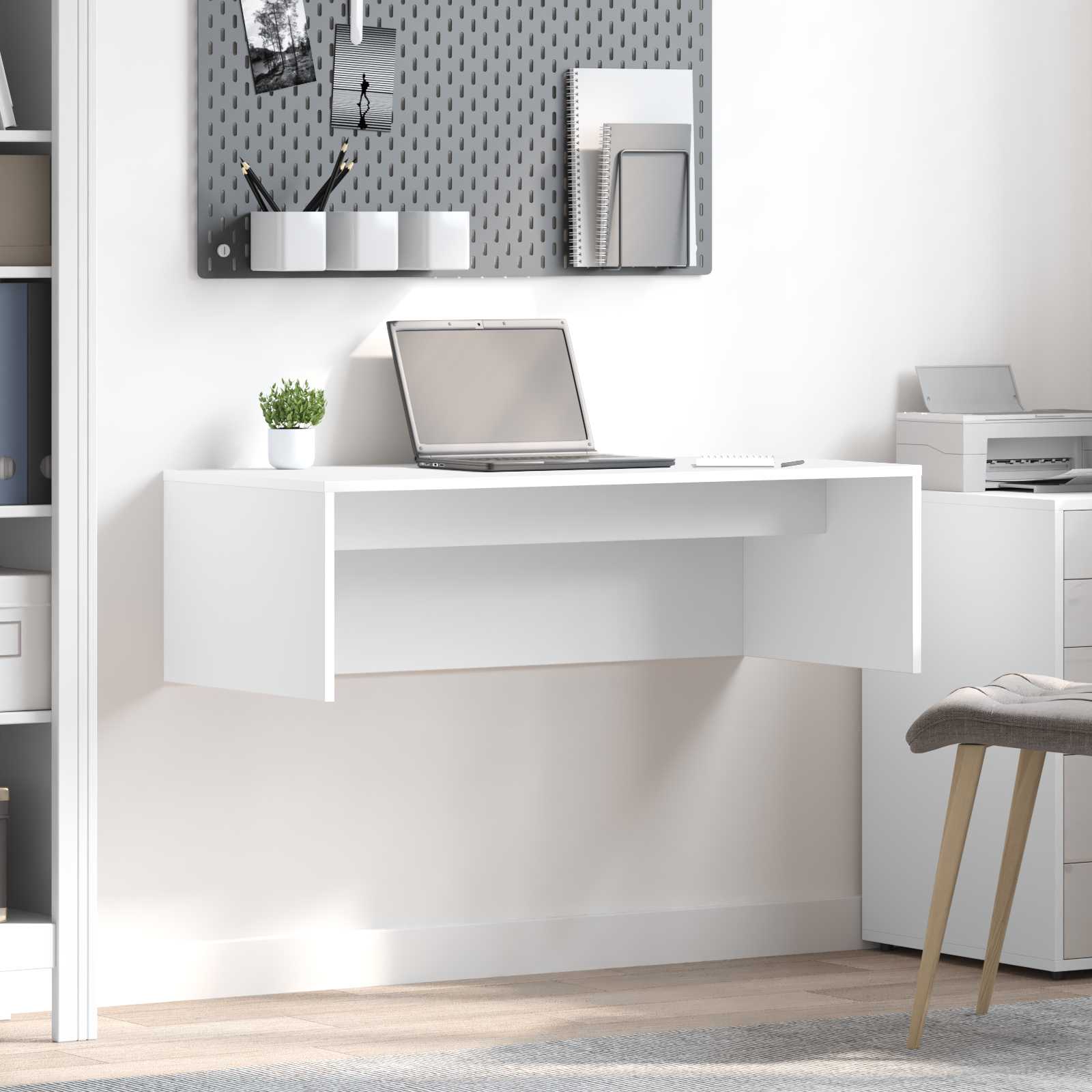 Birou montat pe perete Alb 100 x 45 x 30 cm Lemn compozit — imaginea 2