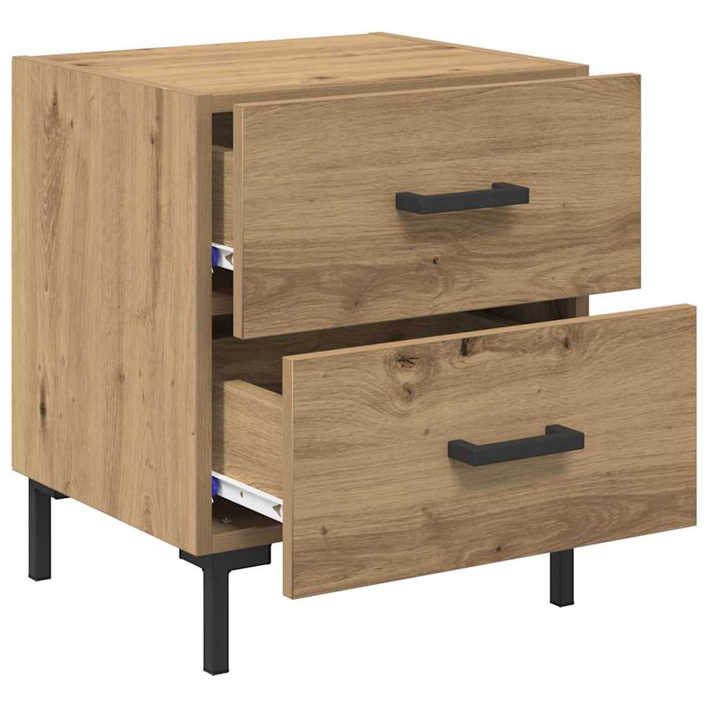 Noptiera 2 pcs Stejar Artizanal 40 x 35 x 47,5 cm — imaginea 6