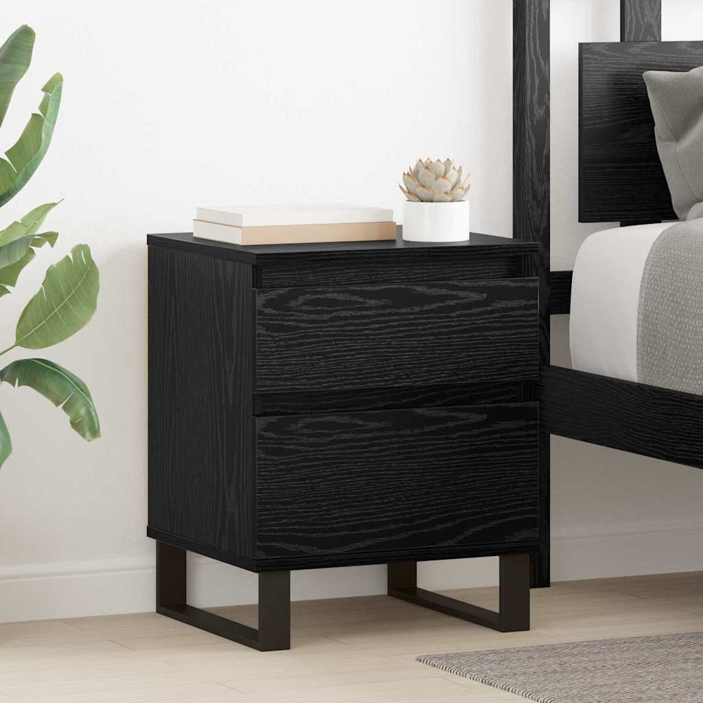 Noptiera Stejar Negru 40 x 35 x 50 cm Lemn compozit — imaginea 2