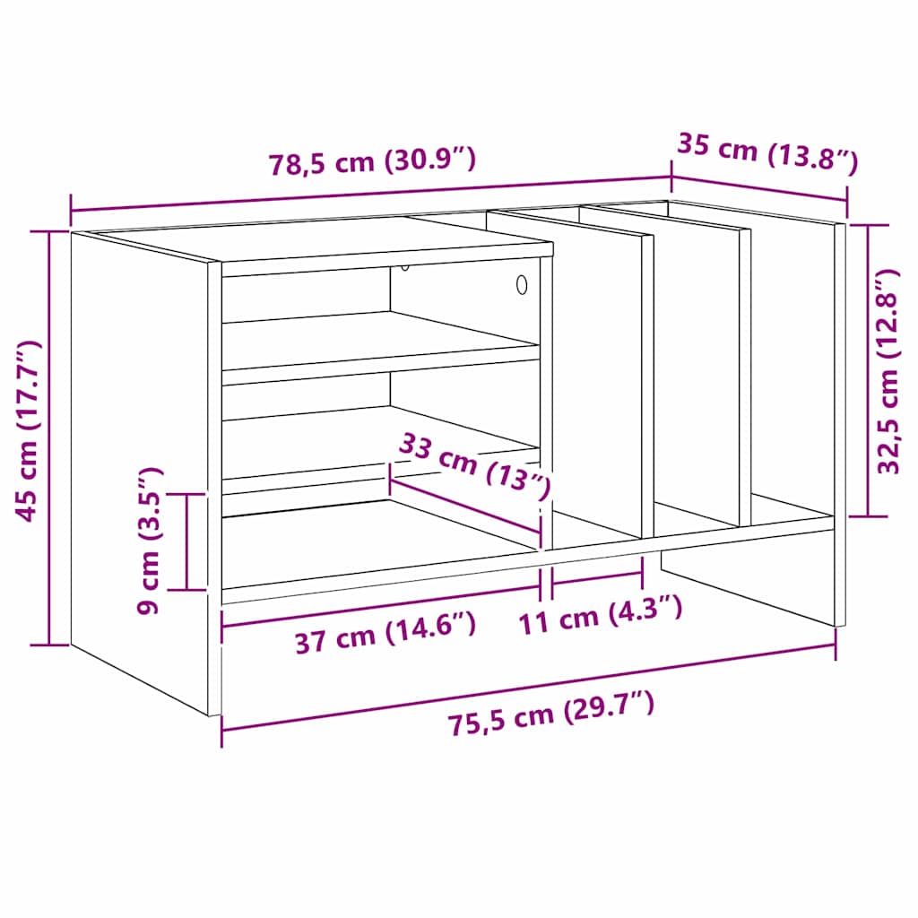Dulap pentru discuri de vinil cu raft Alb 78,5 x 35 x 45 cm — imaginea 12