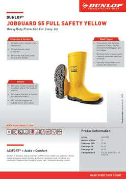Cizme de lucru S5 Dunlop JobGuard Full Safety galben NA2JF01 – Bombeu otel, talpa SRC — imaginea 10