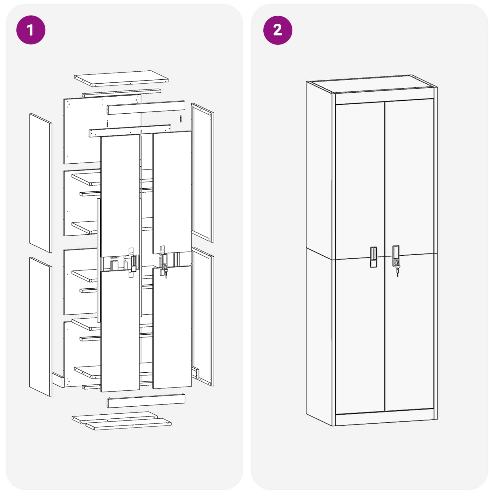 Dulap de depozitare cu depozitare 2 pcs Alb 60 x 40 x 180 cm — imaginea 11