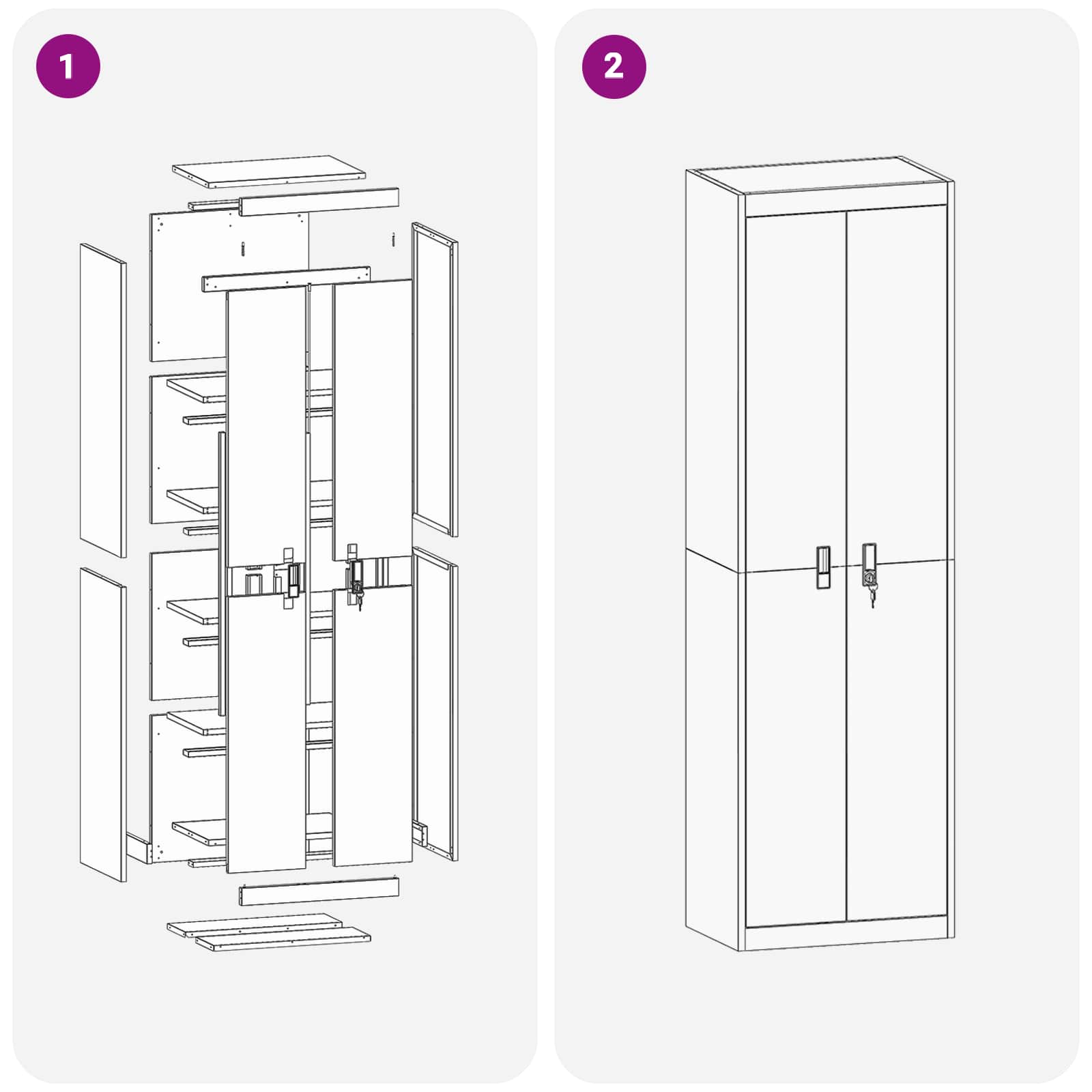 Dulap de depozitare cu depozitare 2 pcs Roz 60 x 40 x 200 cm — imaginea 11