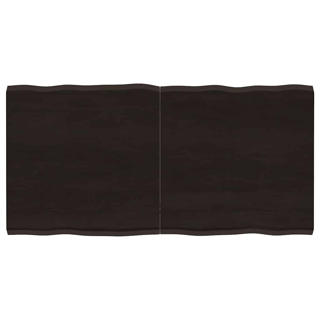 Blat masa, 120x60x4 cm, gri, lemn stejar tratat contur organic