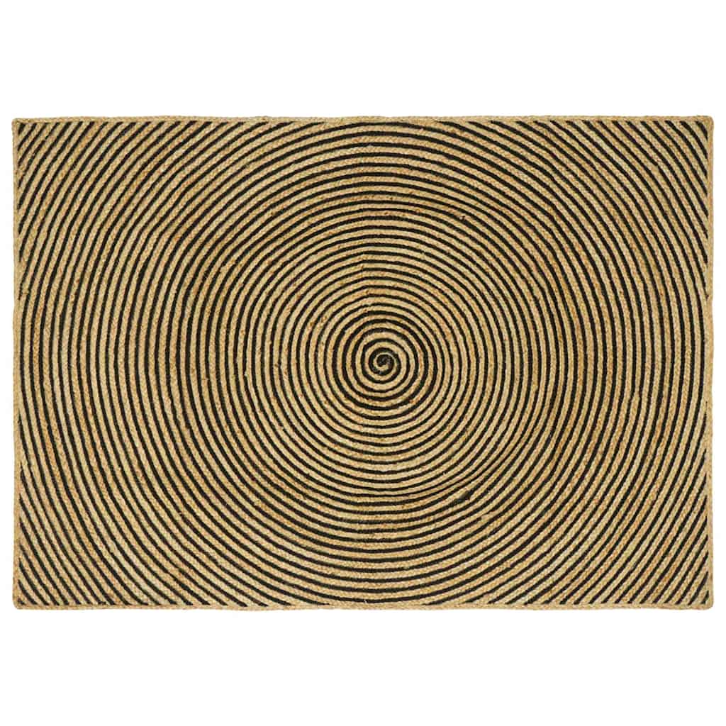 Covor Natural si Negru 120 x 170 cm Iuta - imagine 2